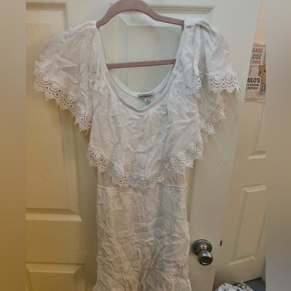 White Lace Trim Dress